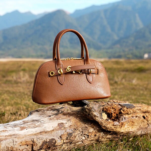 Genuine Leather Vintage Shell Bag — Elegant Shoulder Crossbody