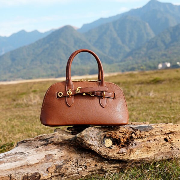 Genuine Leather Vintage Shell Bag — Elegant Shoulder Crossbody