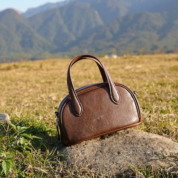 Full-Grain Leather Boston Bag — Vintage Bowling Style