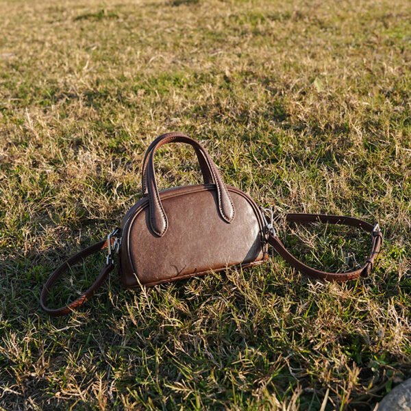 Full-Grain Leather Boston Bag — Vintage Bowling Style