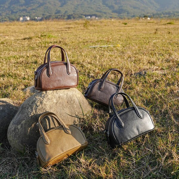 Full-Grain Leather Boston Bag — Vintage Bowling Style