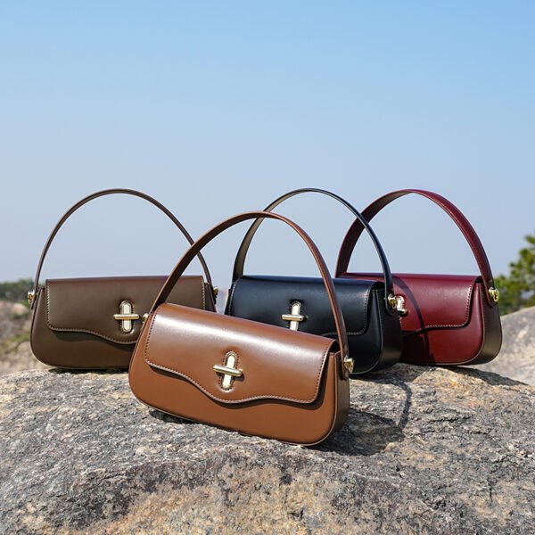 Genuine Leather Baguette Shoulder Bag — Chic Daily Tote