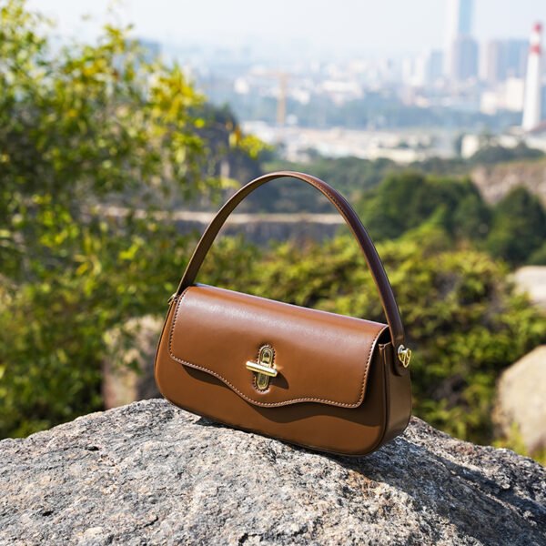 Genuine Leather Baguette Shoulder Bag — Chic Daily Tote