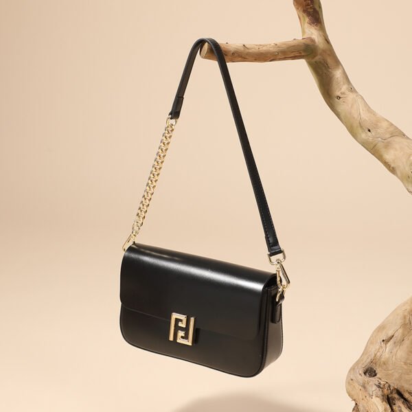 Genuine Leather Shoulder Bag — Elegant Mini Box Tote