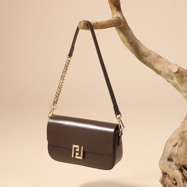 Genuine Leather Shoulder Bag — Elegant Mini Box Tote