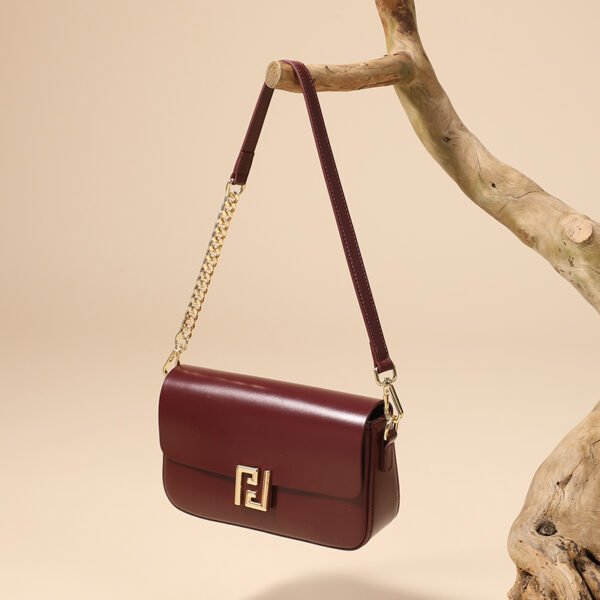 Genuine Leather Shoulder Bag — Elegant Mini Box Tote