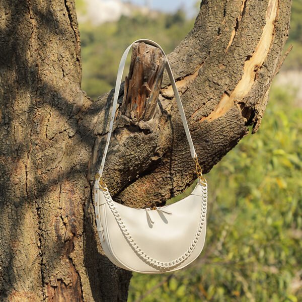 Leather Dumpling Shoulder Bag — Chic Chain Design