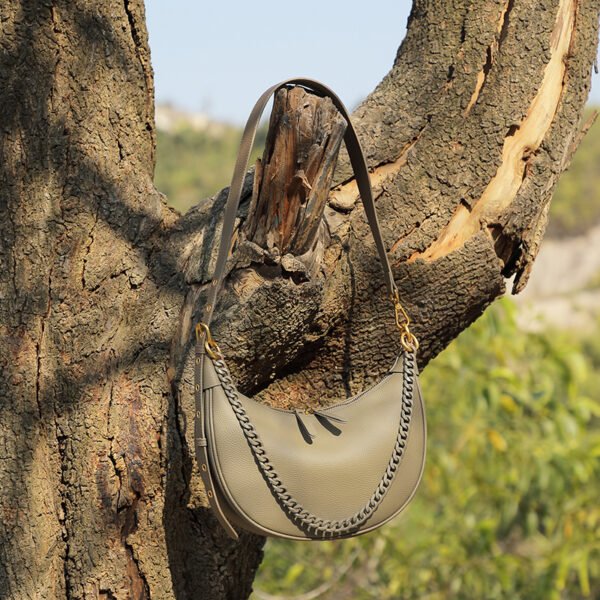 Leather Dumpling Shoulder Bag — Chic Chain Design