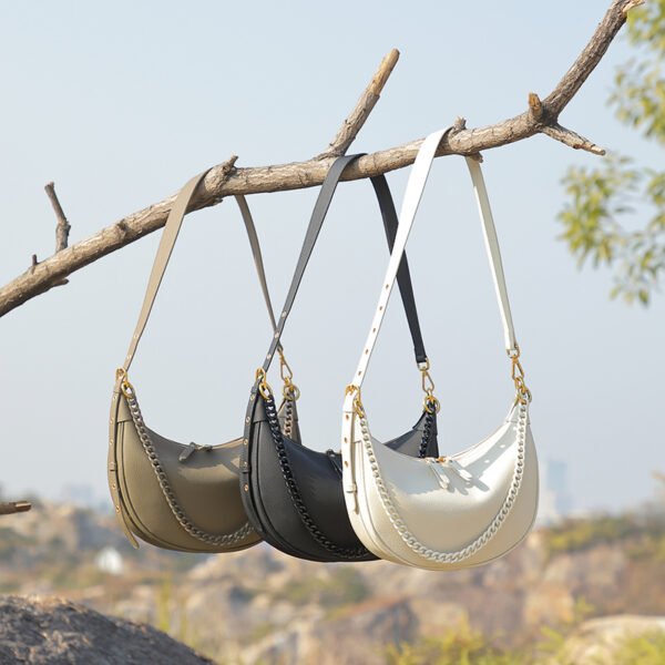 Leather Dumpling Shoulder Bag — Chic Chain Design