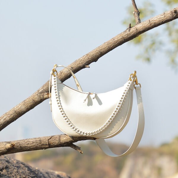 Leather Dumpling Shoulder Bag — Chic Chain Design