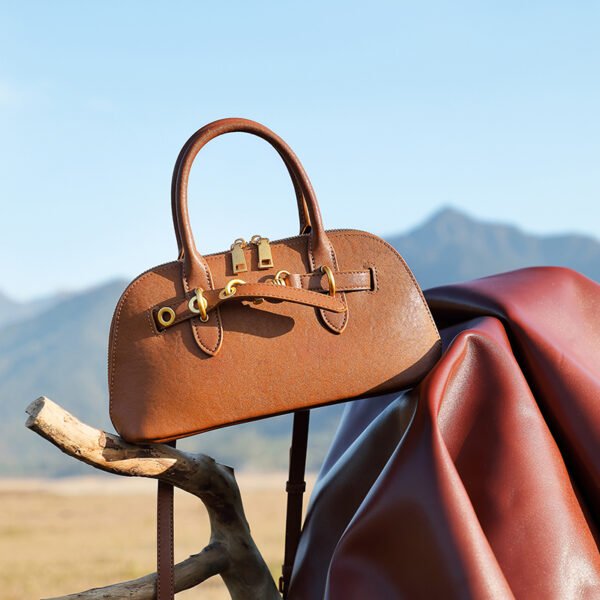Genuine Leather Vintage Shell Bag — Elegant Shoulder Crossbody