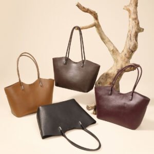 Genuine Leather Tote Bag with Pouch — Large Capacity Commuter Style