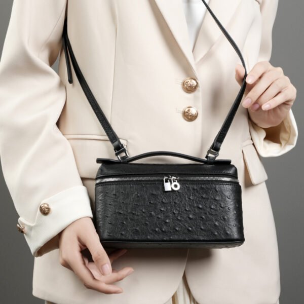画板 1 Luxury Genuine Leather Lunchbox Bag | Ostrich Texture Shoulder & Handbag