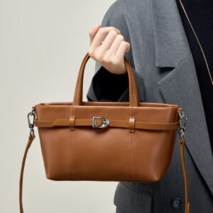 compact leather handbag