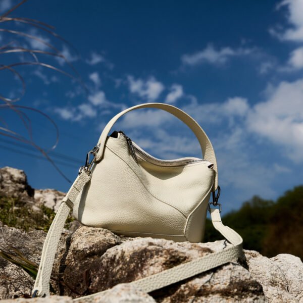 Genuine Leather Pillow Bag — Modern Geometric Tote