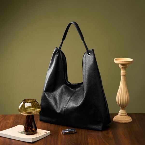 Vegetable Tanned Leather Large Tote Bag — Commuter Shoulder Bag