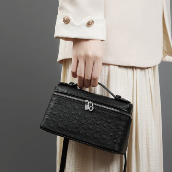 画板 2 Luxury Genuine Leather Lunchbox Bag | Ostrich Texture Shoulder & Handbag
