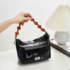 Vintage Oil Wax Leather Shoulder Bag | Pleated Beaded Chain Crossbody Handbag