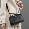 画板 3 Luxury Genuine Leather Lunchbox Bag | Ostrich Texture Shoulder & Handbag