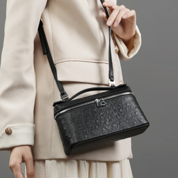 画板 3 Luxury Genuine Leather Lunchbox Bag | Ostrich Texture Shoulder & Handbag