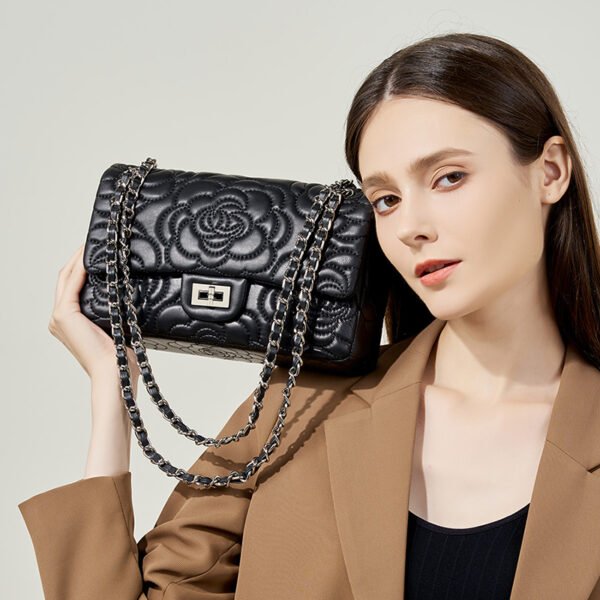 Luxury Leather Chain Shoulder Bag | Women’s Crossbody Camellia Flap Bag