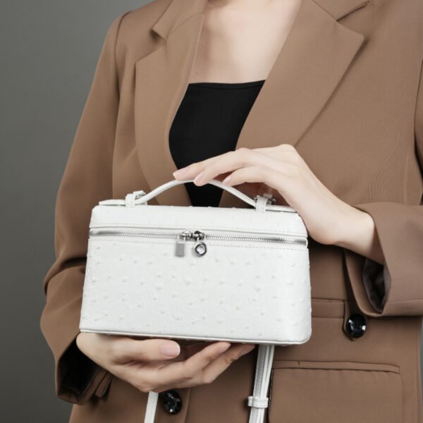 画板 4 Luxury Genuine Leather Lunchbox Bag | Ostrich Texture Shoulder & Handbag