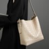 Large Capacity Leather Bucket Bag | Handmade Woven Cowhide Shoulder & Crossbody Tote