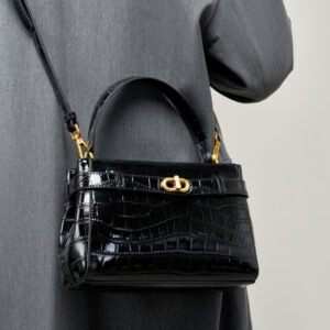 croc-embossed leather Kelly bag