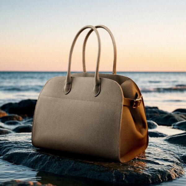 Genuine Leather Tote Bag — Large Capacity Travel Work Bag