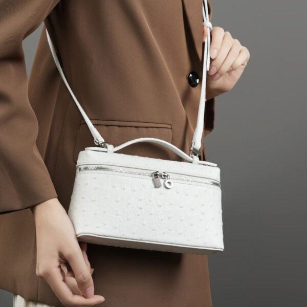 画板 5 Luxury Genuine Leather Lunchbox Bag | Ostrich Texture Shoulder & Handbag