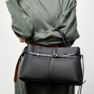 structured leather handbag