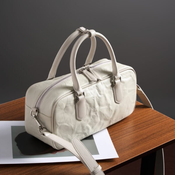 Genuine Leather Boston Bag | Large Capacity Commuter Handbag for Women