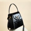 Croc-Embossed Leather Box Bag | Structured Cowhide Handbag