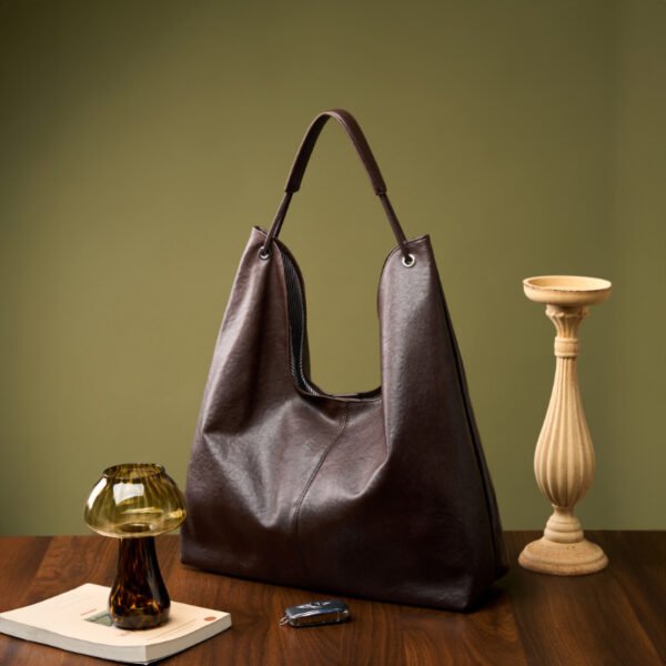 Vegetable Tanned Leather Large Tote Bag — Commuter Shoulder Bag
