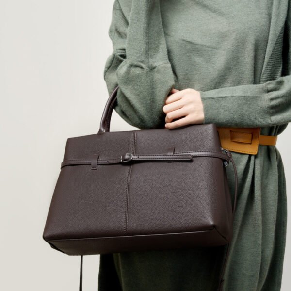 Leather Briefcase Tote — Stylish Commuter Handbag