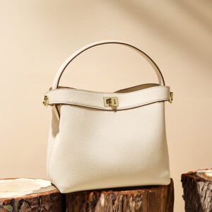 Genuine Leather Bucket Bag | Chic Minimalist Shoulder & Crossbody Handbag