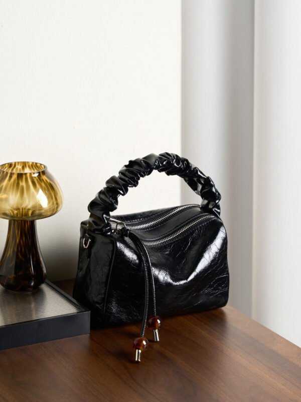 Genuine Leather Pillow Bag with Beads | Shoulder & Crossbody Handbag for Women