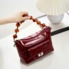 Vintage Oil Wax Leather Shoulder Bag | Pleated Beaded Chain Crossbody Handbag