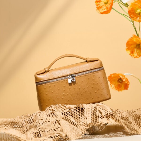 画板 7 Luxury Genuine Leather Lunchbox Bag | Ostrich Texture Shoulder & Handbag