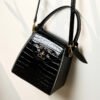Croc-Embossed Leather Box Bag | Structured Cowhide Handbag
