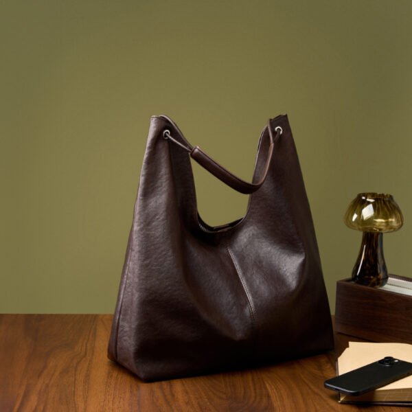 Vegetable Tanned Leather Large Tote Bag — Commuter Shoulder Bag