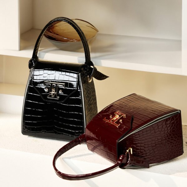 Croc-Embossed Leather Box Bag | Structured Cowhide Handbag