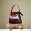 Croc-Embossed Leather Box Bag | Structured Cowhide Handbag