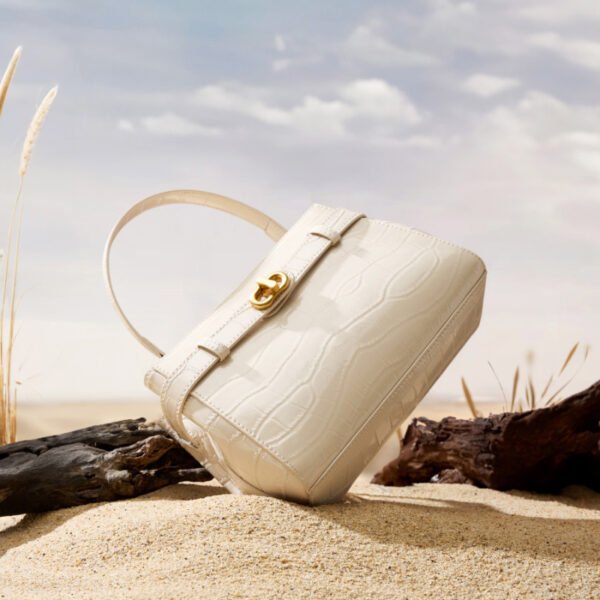 Croc-Embossed Leather Kelly Bag — Elegant Commuter Top Handle
