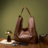 Vegetable Tanned Leather Large Tote Bag — Commuter Shoulder Bag