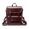 SKU-03-咖啡色 Vintage Genuine Leather Laptop Backpack — British Retro Style & Secure Daily Carry