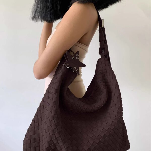 Suede Matte Woven Tote Bag — Large-Capacity Street Style