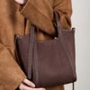 主图-01 Genuine Suede Leather Tote Bag — Minimalist Large Capacity Commuter Bag