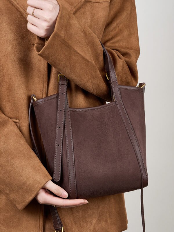 主图-01 Genuine Suede Leather Tote Bag — Minimalist Large Capacity Commuter Bag