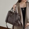 Genuine Leather Tote Bag — Large Capacity Fashionable Shoulder Bag for Women